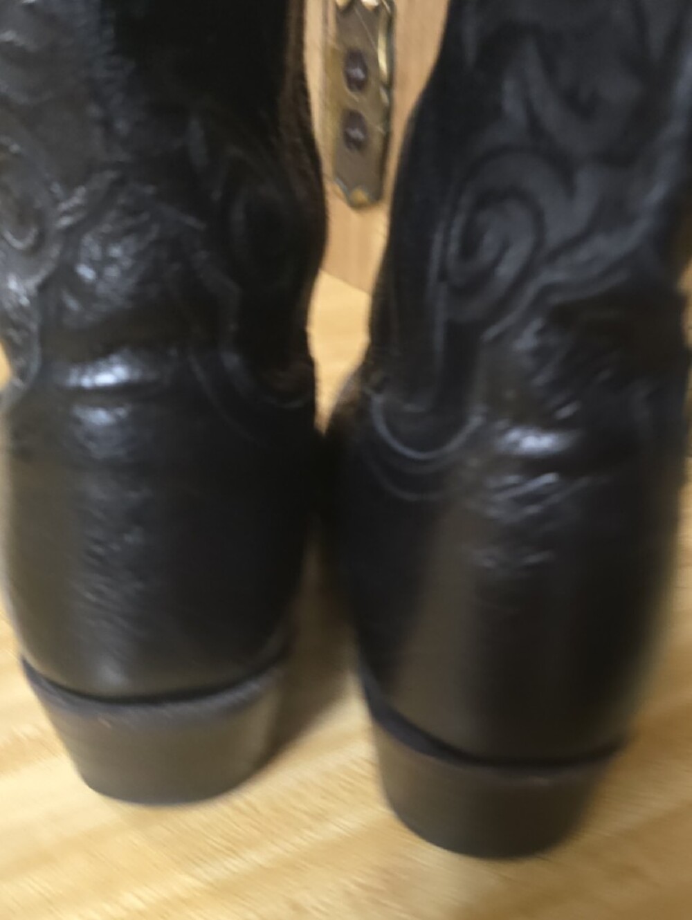 10 1/2  2E Lucchese Black Smooth Ostrich Cowboy Boots - Embroidered Shaft - Picture 10 of 15